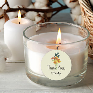 Sticker Rond Nom, Fleurs Qualisées Papier, Merci 1,5 po