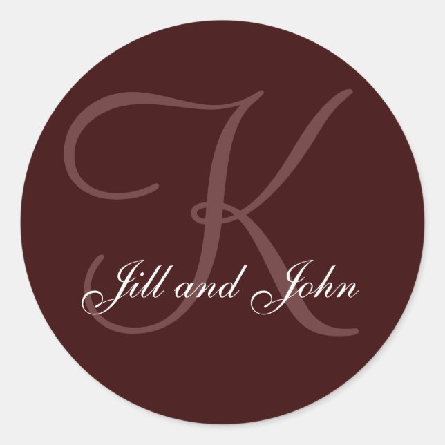 Sticker Rond Nom Initial K plus Prénoms Choclate Seal (Devant)