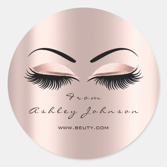 Sticker Rond Nom Merci Beauté Parties scintillant Lash Artiste  (Devant)