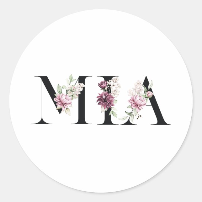 Sticker Rond Nom Mia (Devant)