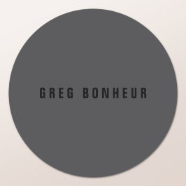 Sticker Rond Nom moderne ou autre Modèle de texte | Gris charbo