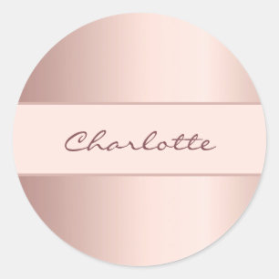 Sticker Rond Nom or rose