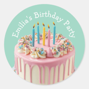 Sticker Rond Nom Personnalisé Anniversaire Fête Drift Candles