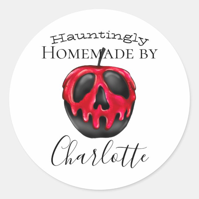 Sticker Rond Nom personnalisé avec Poison Apple fait maison Hal (Devant)