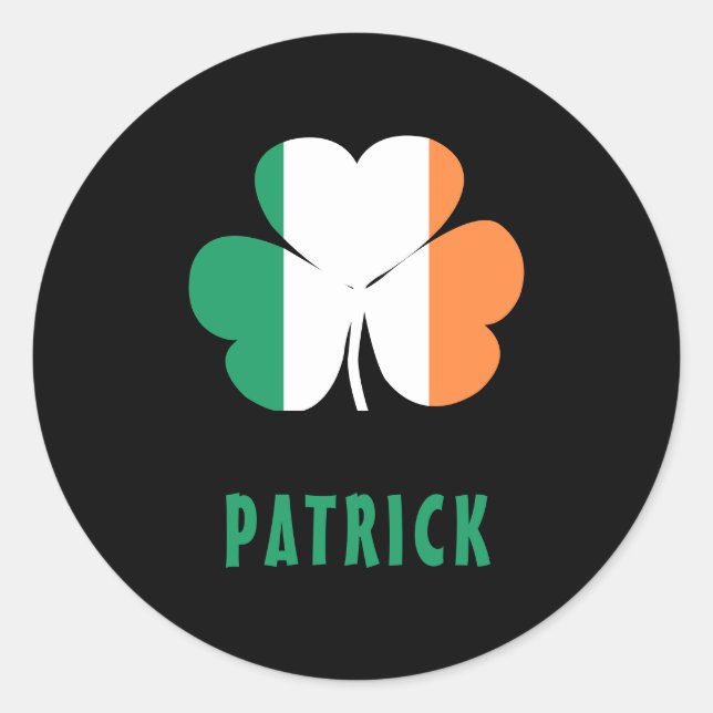 Sticker Rond Nom personnalisé Celtic Irlande Shamrock Drapeau i (Devant)