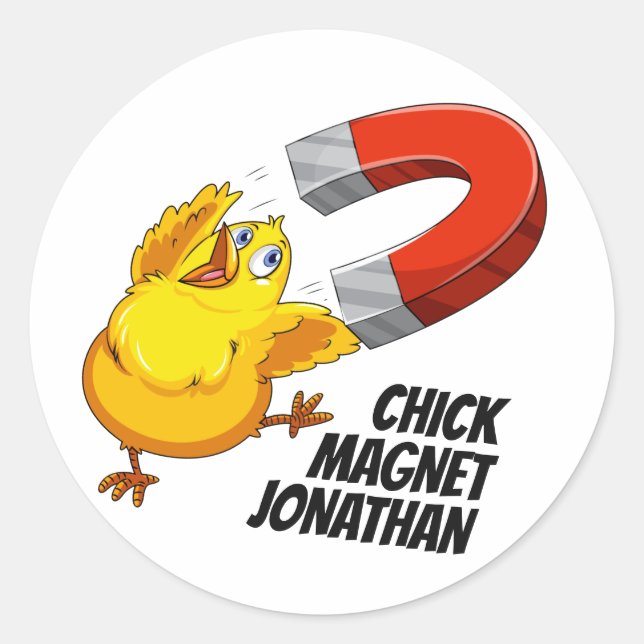 Sticker Rond Nom personnalisé Chick Magnet (Devant)