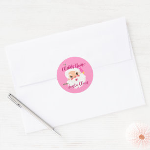Sticker Rond Nom Personnalisé De Santa Claus Enfants Cadeau de 