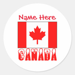 Sticker Rond Nom personnalisé drapeau Canada rond