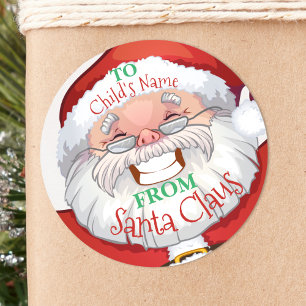 Sticker Rond Nom Personnalisé Du Père Noël Cadeau De Noël P