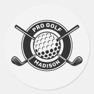 Sticker Rond Nom personnalisé et golf de texte