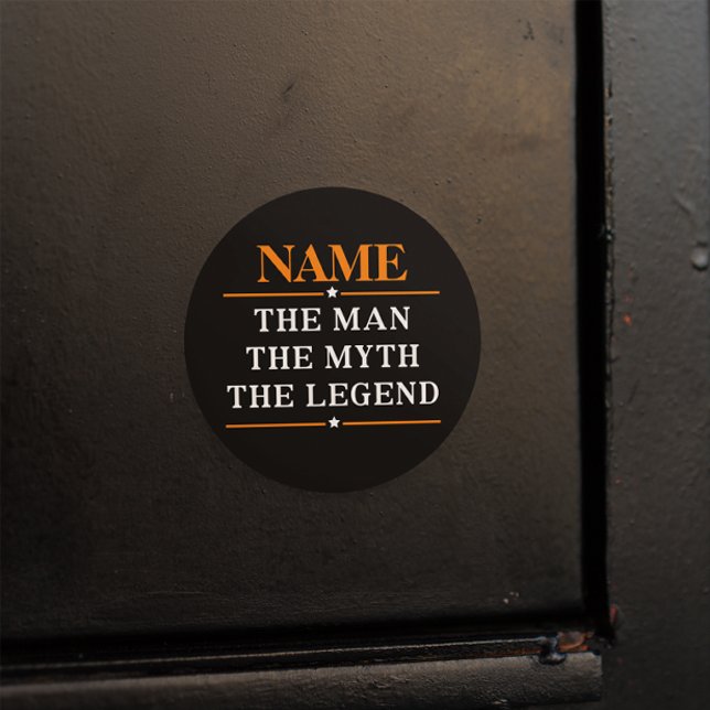 Sticker Rond Nom Personnalisé L'Homme Le Mythe La Légende (Créateur téléchargé)