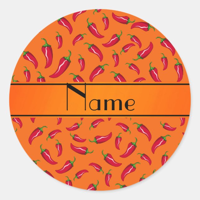Sticker Rond Nom personnalisé piment orange (Devant)