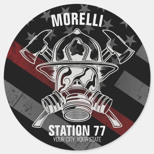 Sticker Rond Nom personnalisé Pompier Station du service d'ince