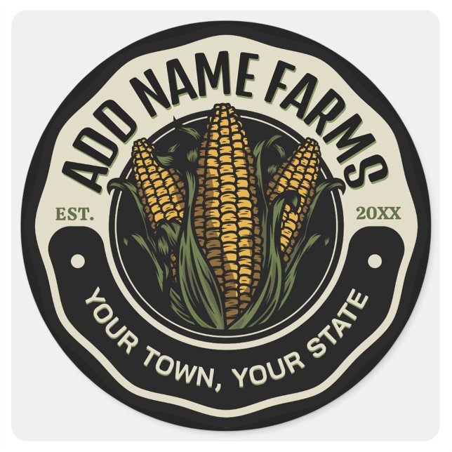 Sticker Rond Nom personnalisé Sweet Corn Garden Agricole (Créateur téléchargé)