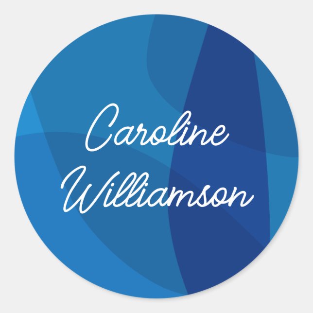Sticker Rond Nom personnalisé Vibrant Blue Favor Graduation (Devant)