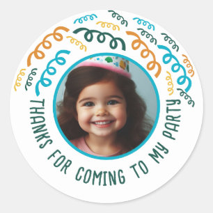 Sticker Rond Nom photo personnalisé Anniversaire Merci Faveurs