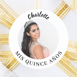 Sticker Rond Nom photo Quinceanera Mis Quince Años