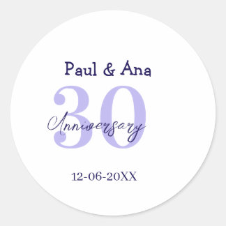 Sticker Rond nom simple lettre gras violet 30e anniversaire