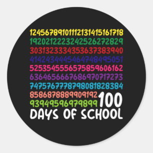 Sticker Rond Nombres de maths 100e jour d'école enseignant enfa