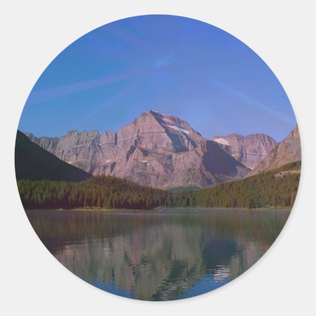 Sticker Rond Nombreux glaciers dans le parc national des Glacie (Devant)