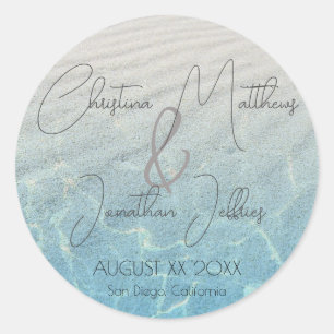 Sticker Rond Noms dans le mariage de Sand Beach