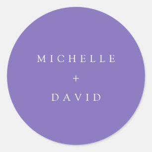 Sticker Rond Noms de mariée et de champignon Mariage violet