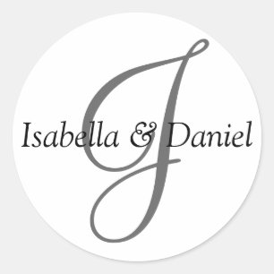 Sticker Rond Noms des couples nuptiaux Mariages de monogrammes 