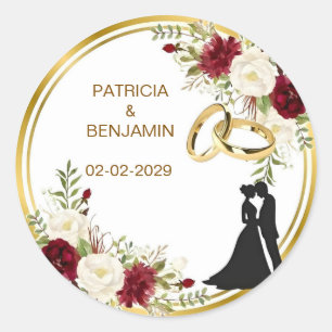 Sticker Rond Noms des invités de mariage Adresse Moderne Simple