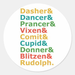 Sticker Rond Noms des rennes