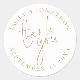 Sticker Rond Noms du Merci mariage Gold Script