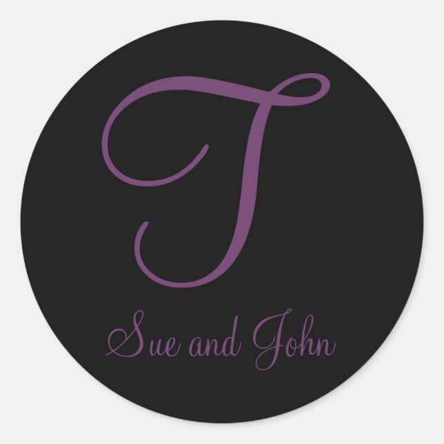 Sticker Rond Noms et Dernier monogramme initial de mauve T (Devant)