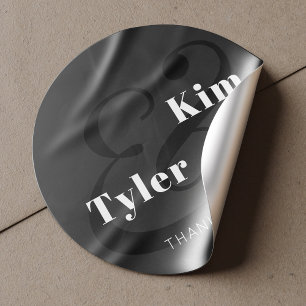 Sticker Rond Noms modernes simples monogramme merci mariage
