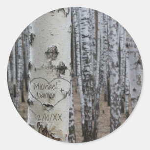 Sticker Rond Noms Personnalisés de Pays Rustique Gravés dans un