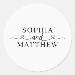 Sticker Rond Noms Script Cœur Mariage