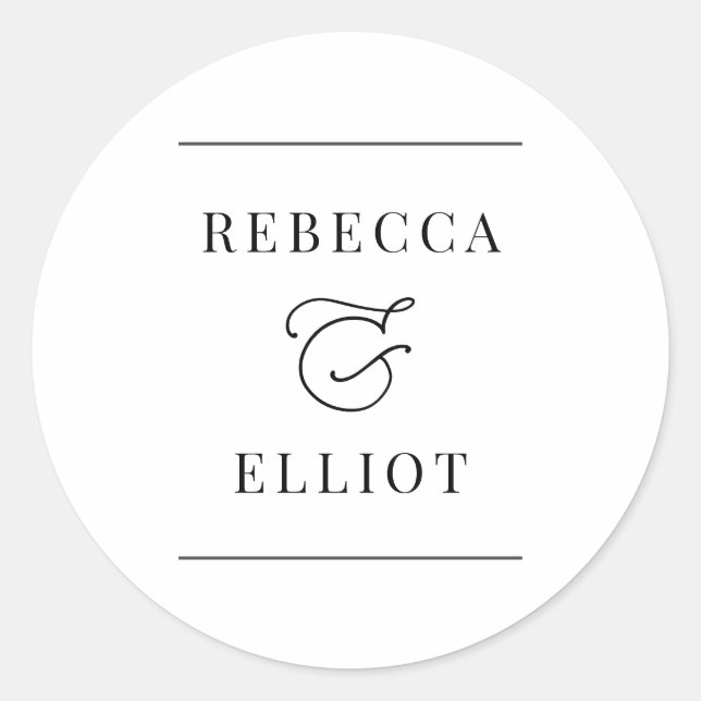 Sticker Rond Noms simples de couples noirs et blancs (Devant)