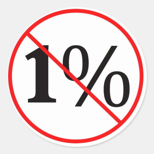 Sticker Rond NON au 1%. A bas l'oligarchie américaine (Devant)