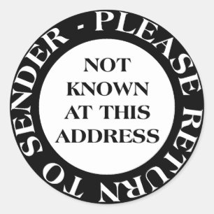 Sticker Rond Non connu à cette adresse - Noir et Blanc