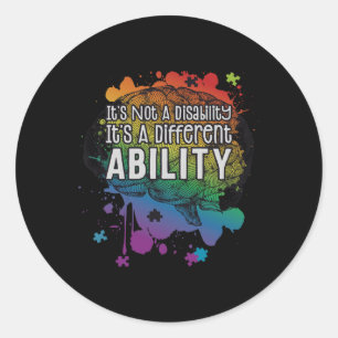 Sticker Rond Non Handicap Une capacité différente Autisme