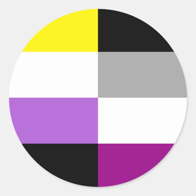 Sticker Rond Nonbinary Asexual Dual Pride Flag (Devant)