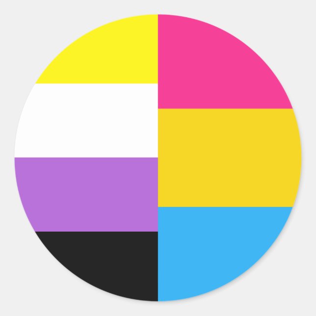 Sticker Rond Nonbinary Pansexual Dual Pride Flag (Devant)