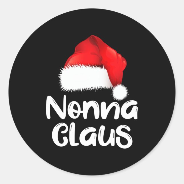 Sticker Rond Nonna Claus Christmas Family Matching Santa Hat Pa (Devant)