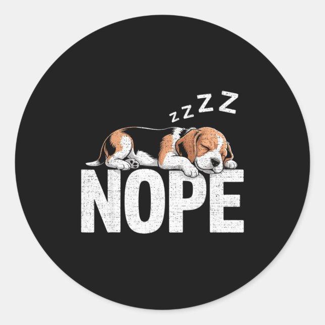 Sticker Rond Nope Lazy Beagle  (Devant)