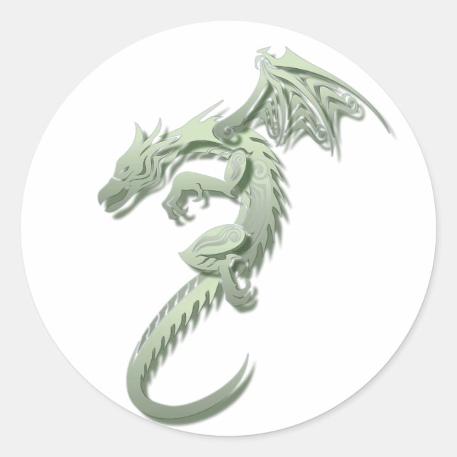 Sticker Rond Norbert le dragon vert métallique (Devant)