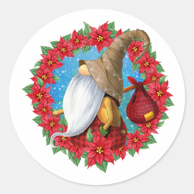 Sticker Rond Nordic Christmas Gnome (Devant)