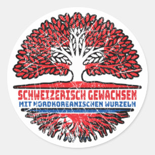 Sticker Rond Nordkorea Nordkoreanisch Schweizer Schweiz Baum