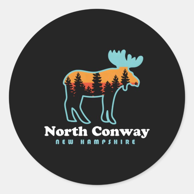 Sticker Rond North Conway New Hampshire Moose Mountains (Devant)