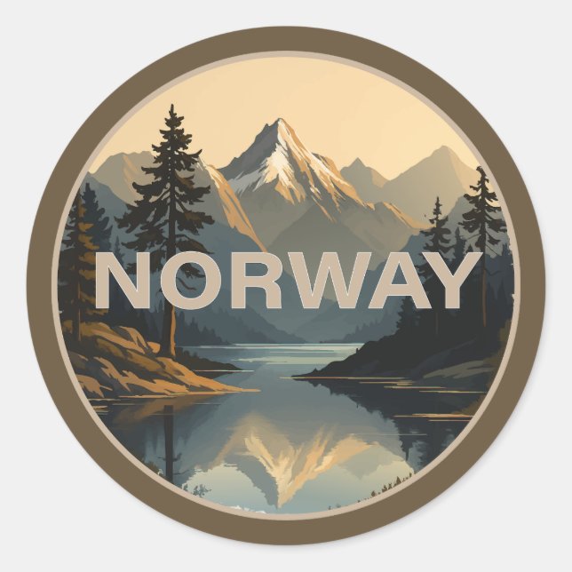 Sticker Rond Norvège Norge Scandinavie Europe (Devant)