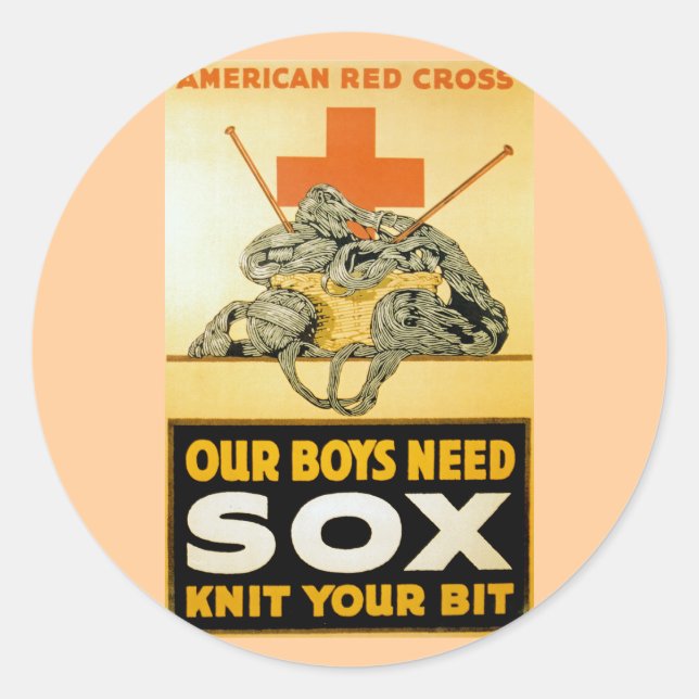 Sticker Rond Nos Garçons Ont Besoin De Sox ~ Knit Your Bit (Devant)