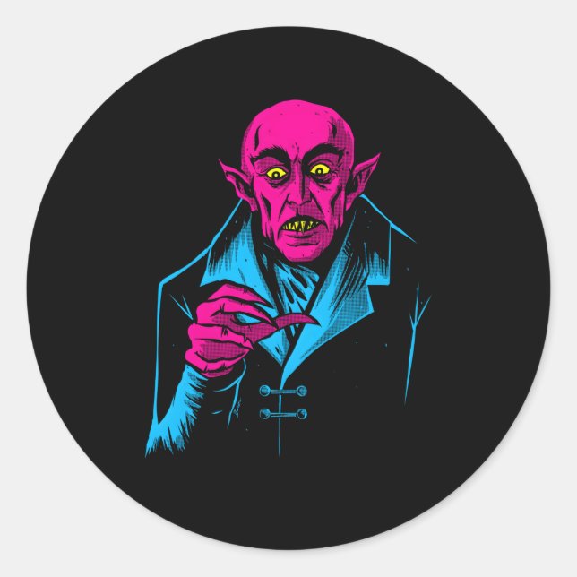 Sticker Rond Nosferatu Halloween Vampire Horreur Dracula (Devant)