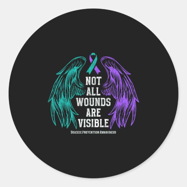 Sticker Rond Not All Wounds Are Visible Suicide Prevention Awar (Devant)